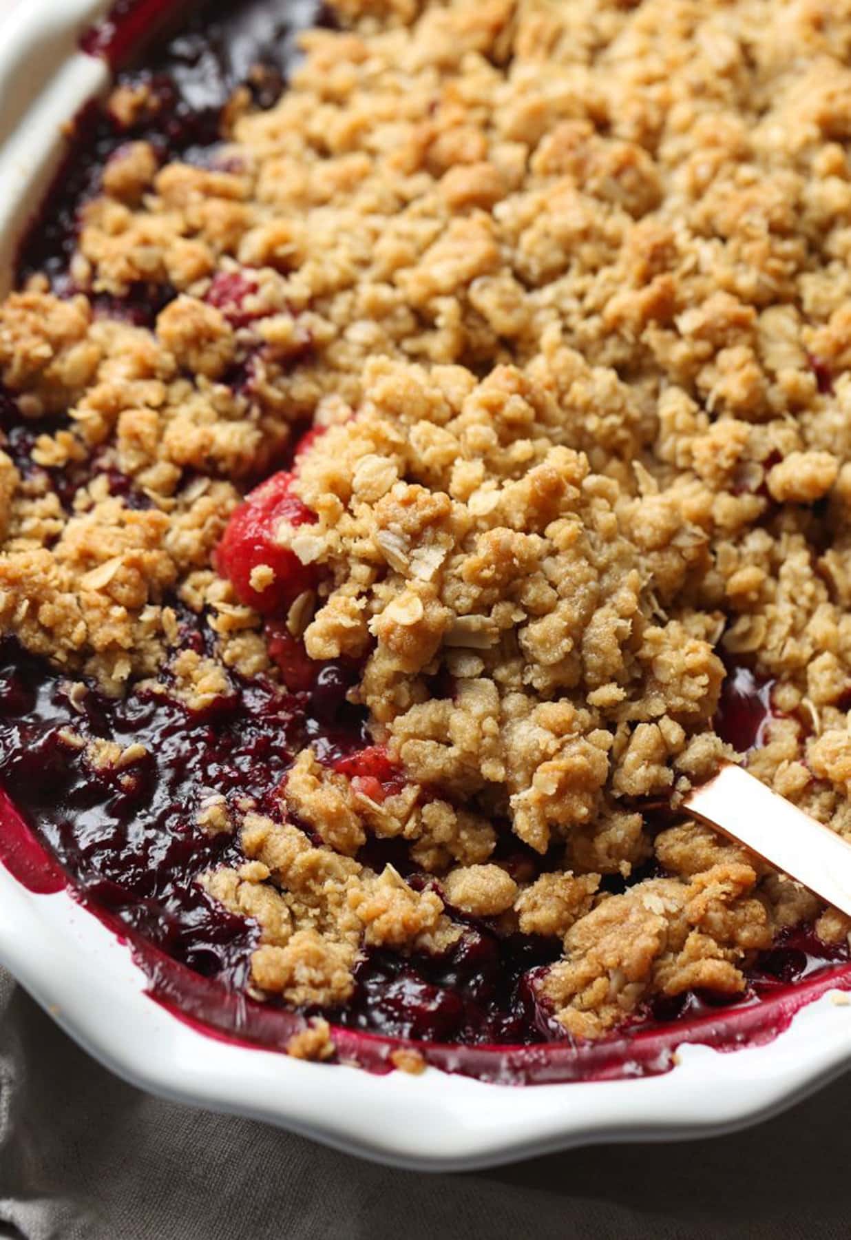 Triple Berry Crisp with streusel topping