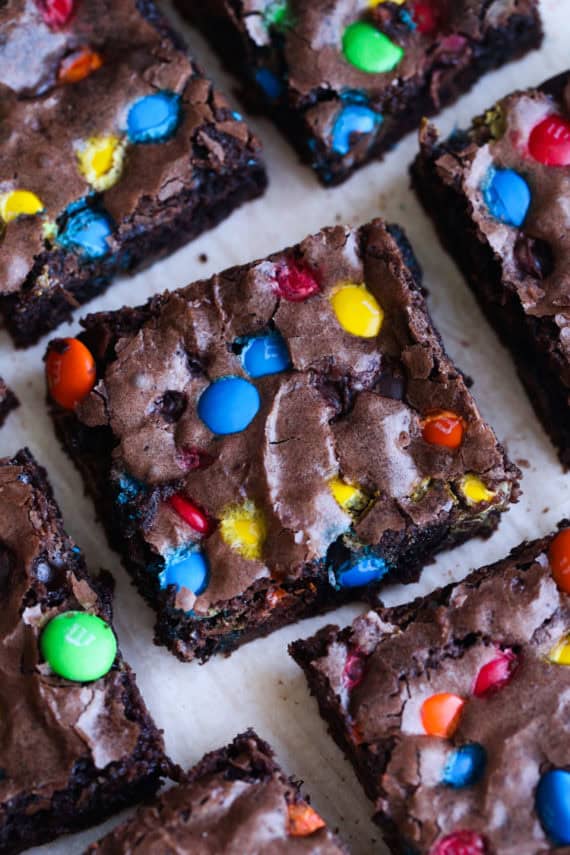 M&M's Brownies are a fudgy brownies recipe loaded with M&M's candy and chocolate chips