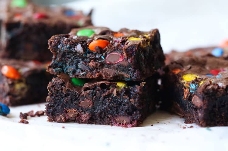 The BEST M&M Brownies Recipe - Confessions of a Baking Queen