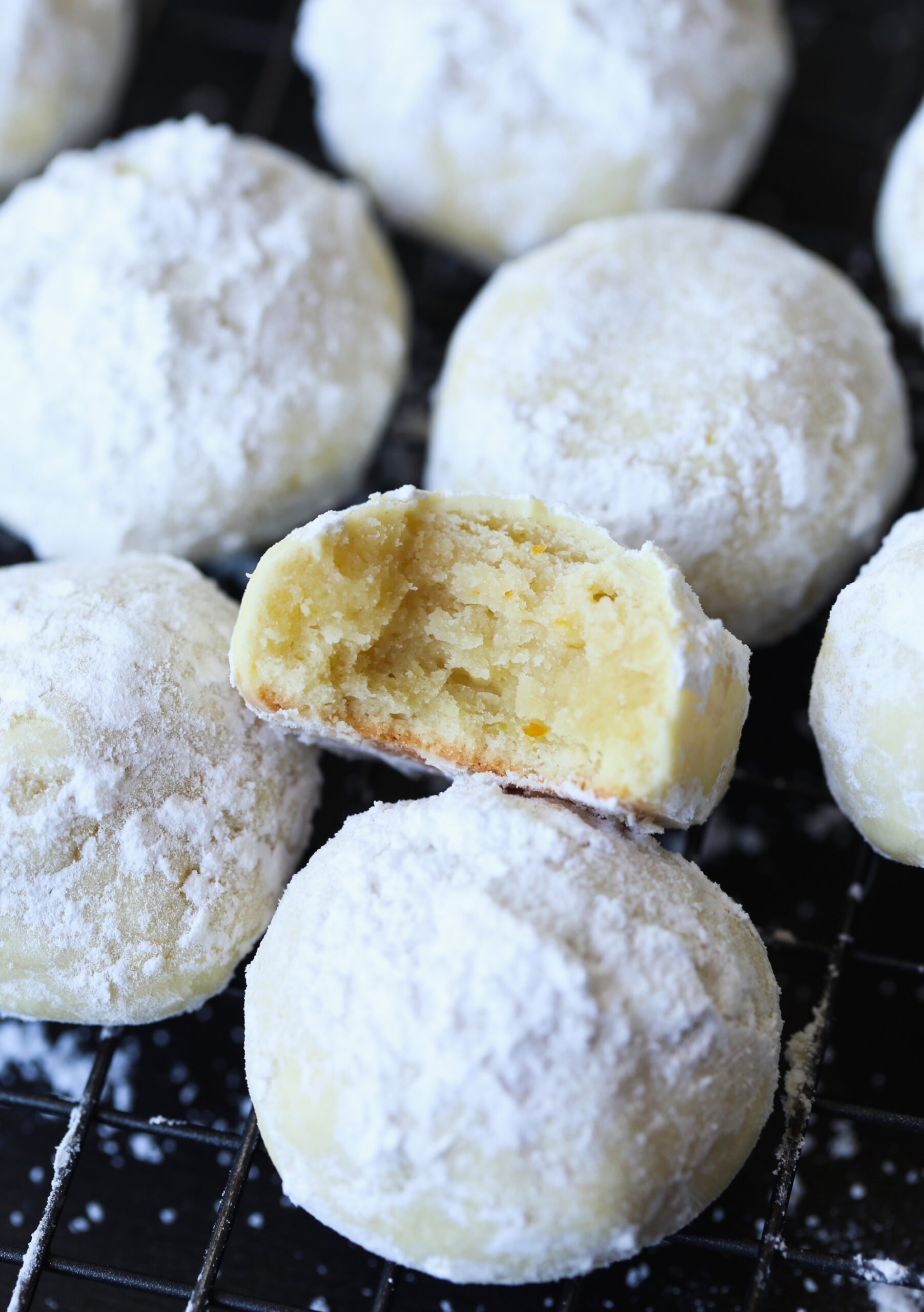 Orange Cookies dusted with powdered sugar
