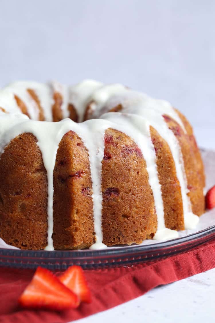 The Best Strawberry Pound Cake Recipe with icing