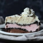 Neapolitan Ice Cream Cake served to eat