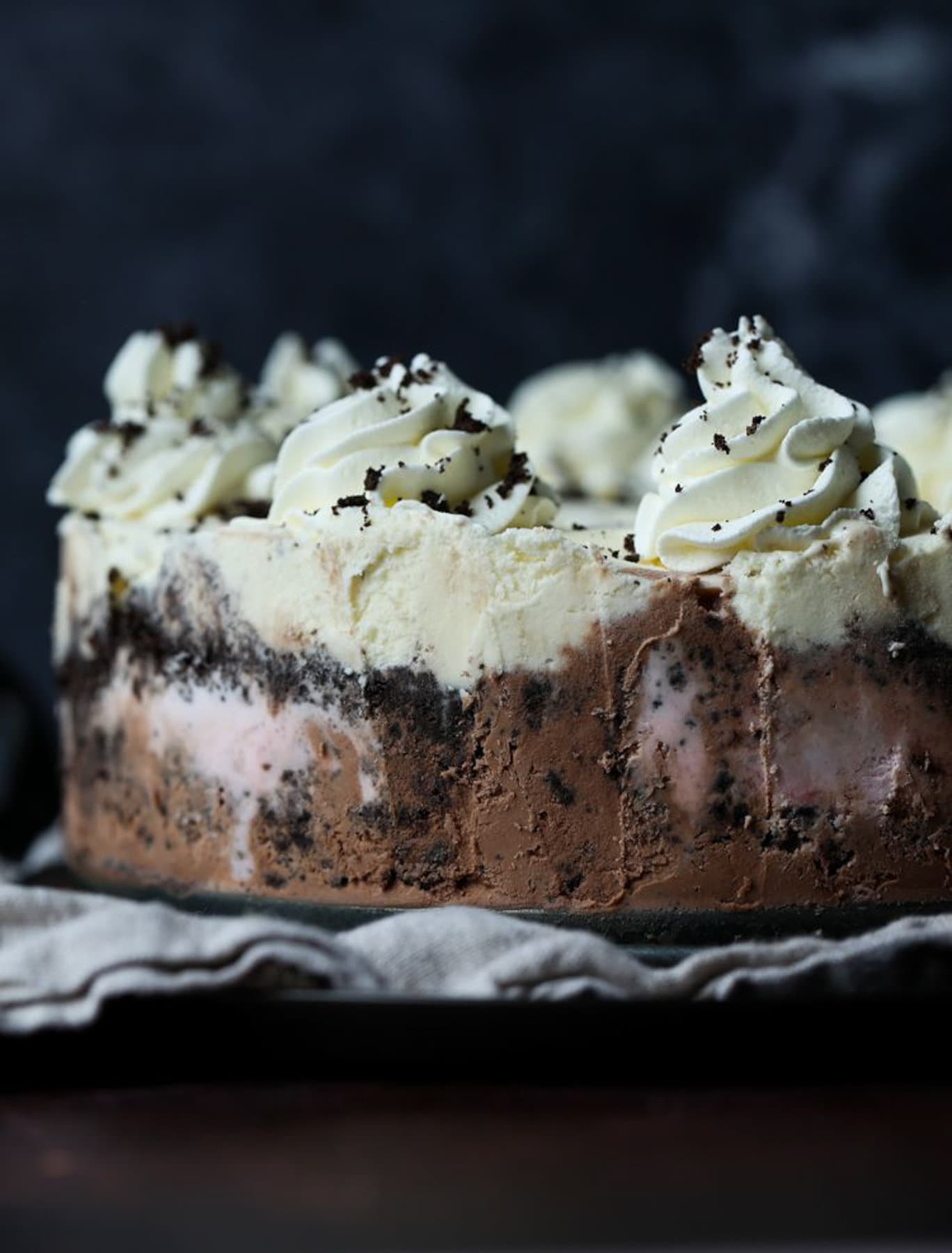 Neapolitan Ice Cream served on a brownies bottom