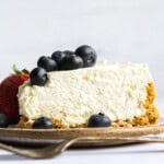 No Bake Cheesecake topped with blueberries