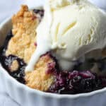 Homemade Blueberry Cobbler with ice cream