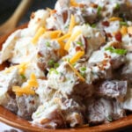 Loaded Baked Potato Salad Recipe with bacon and cheddar cheese