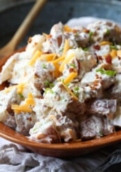 Loaded Baked Potato Salad Recipe with bacon and cheddar cheese