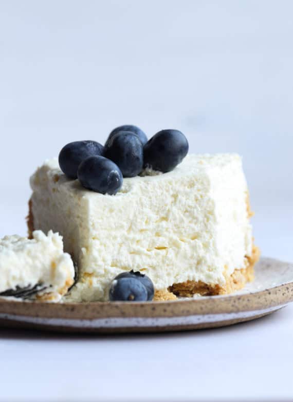 NO Bake Cheesecake with a mousse texture on a graham cracker crust