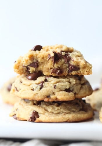 Peanut Butter Chocolate Chip Cookies with melty chocolate chips
