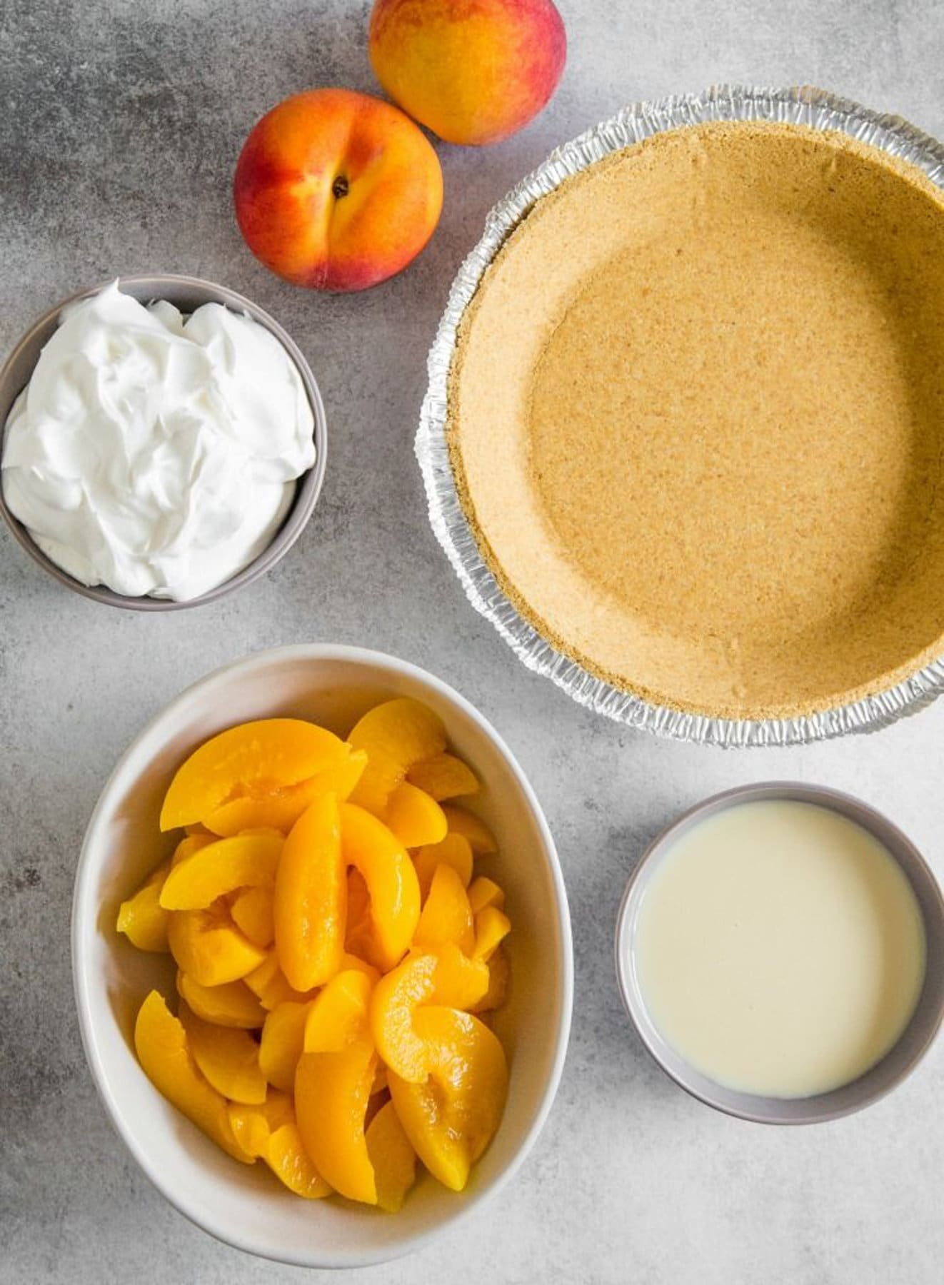 Premade pie crust with ingredients of Peach Pie