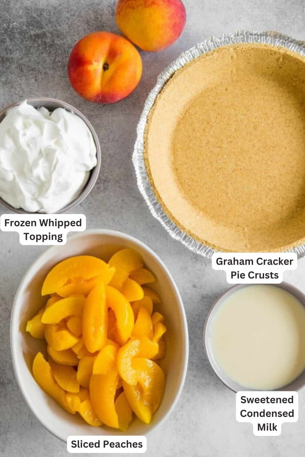 Ingredients for Icebox Peach Pie.