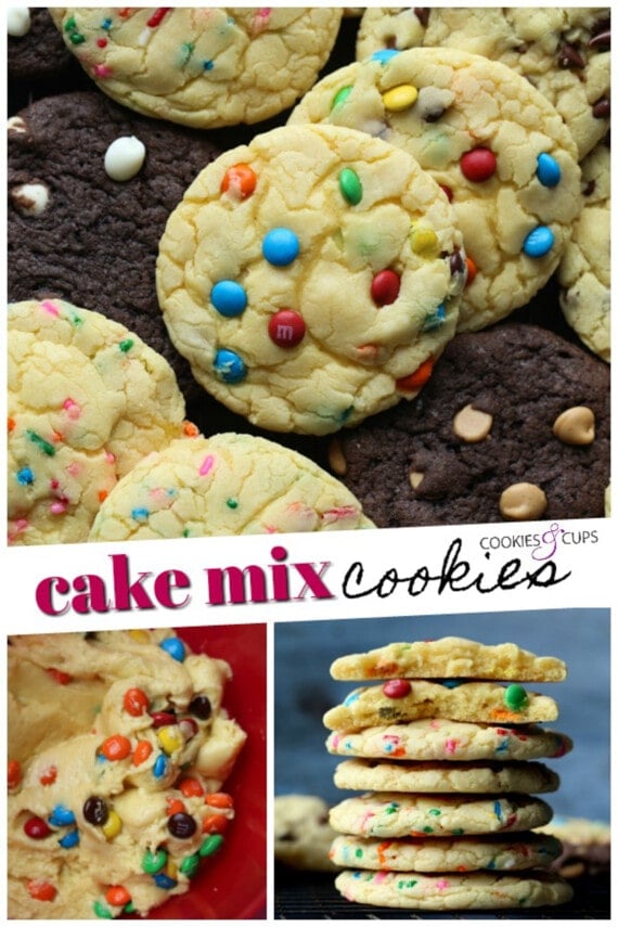 Cake mix cookies image collage.