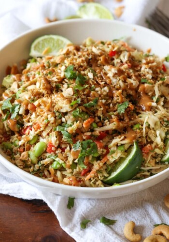 quinoa salad with a Thai-inspired dressing and crispy quinoa on top