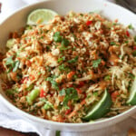 quinoa salad with a Thai-inspired dressing and crispy quinoa on top