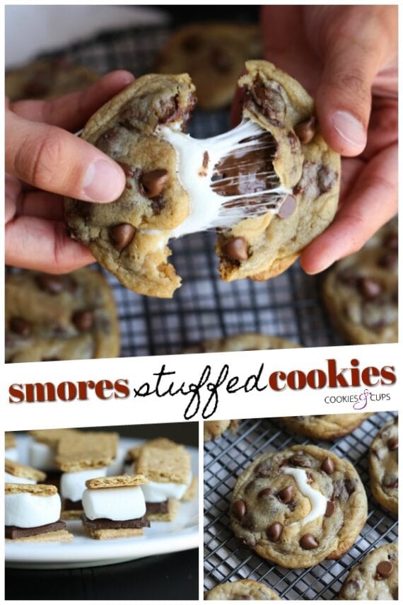 S Mores Stuffed Chocolate Chip Cookies Recipe Cookies Cups