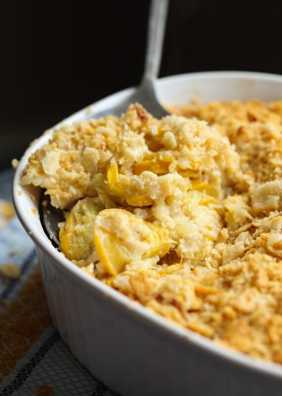 Squash Casserole topped with buttery Ritz crackers is an easy side dish recipe