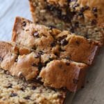 Sliced chocolate chip zucchini bread