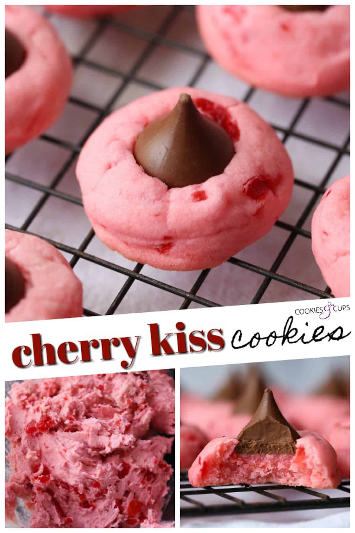 Cherry Kiss Cookies Pinterest Image collage with text