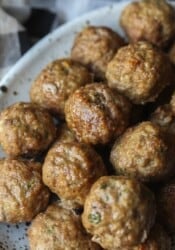 Oven Baked Meatballs in a dish for dinner