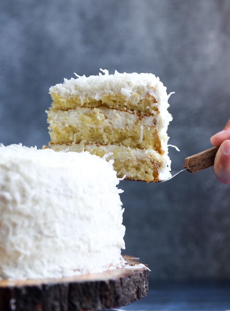 Slicing a Coconut Cake