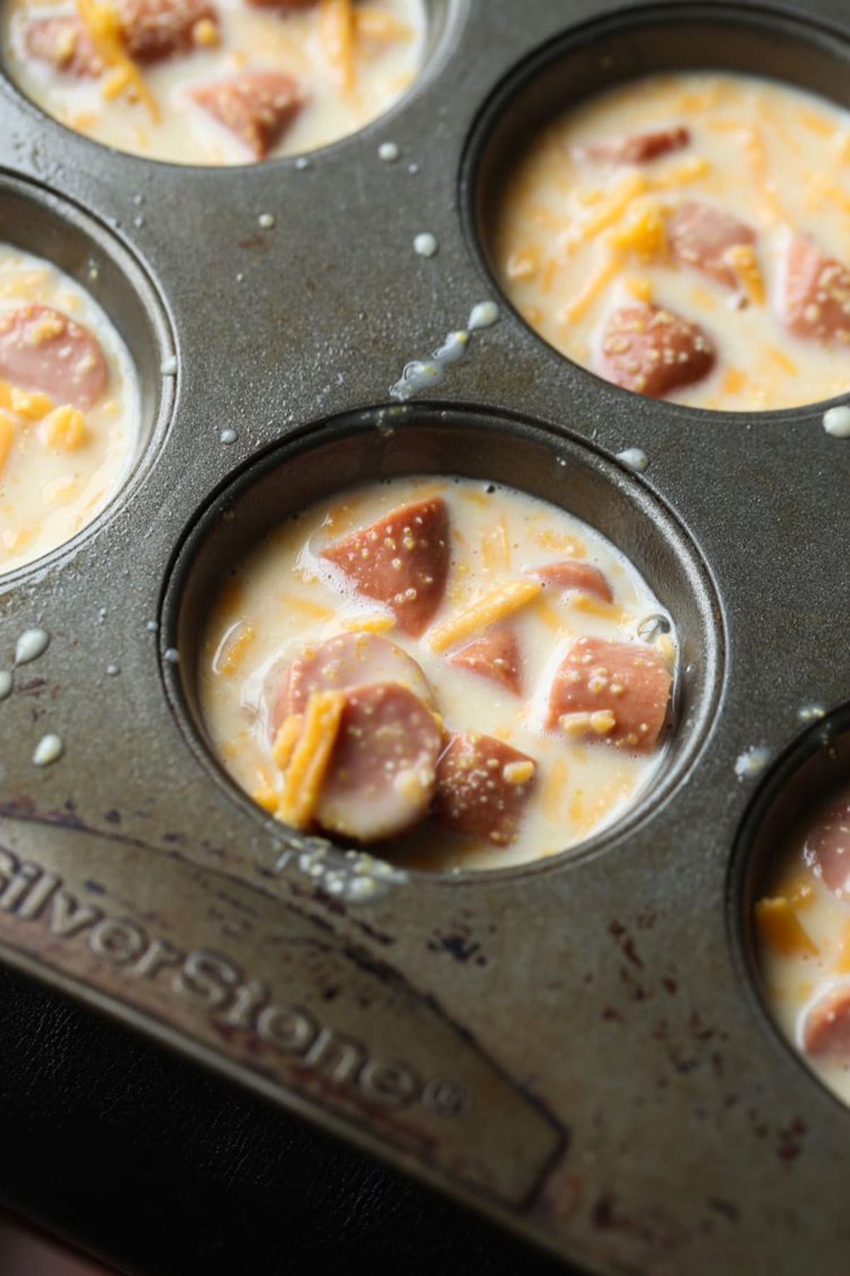 Wet mix in a muffin tin