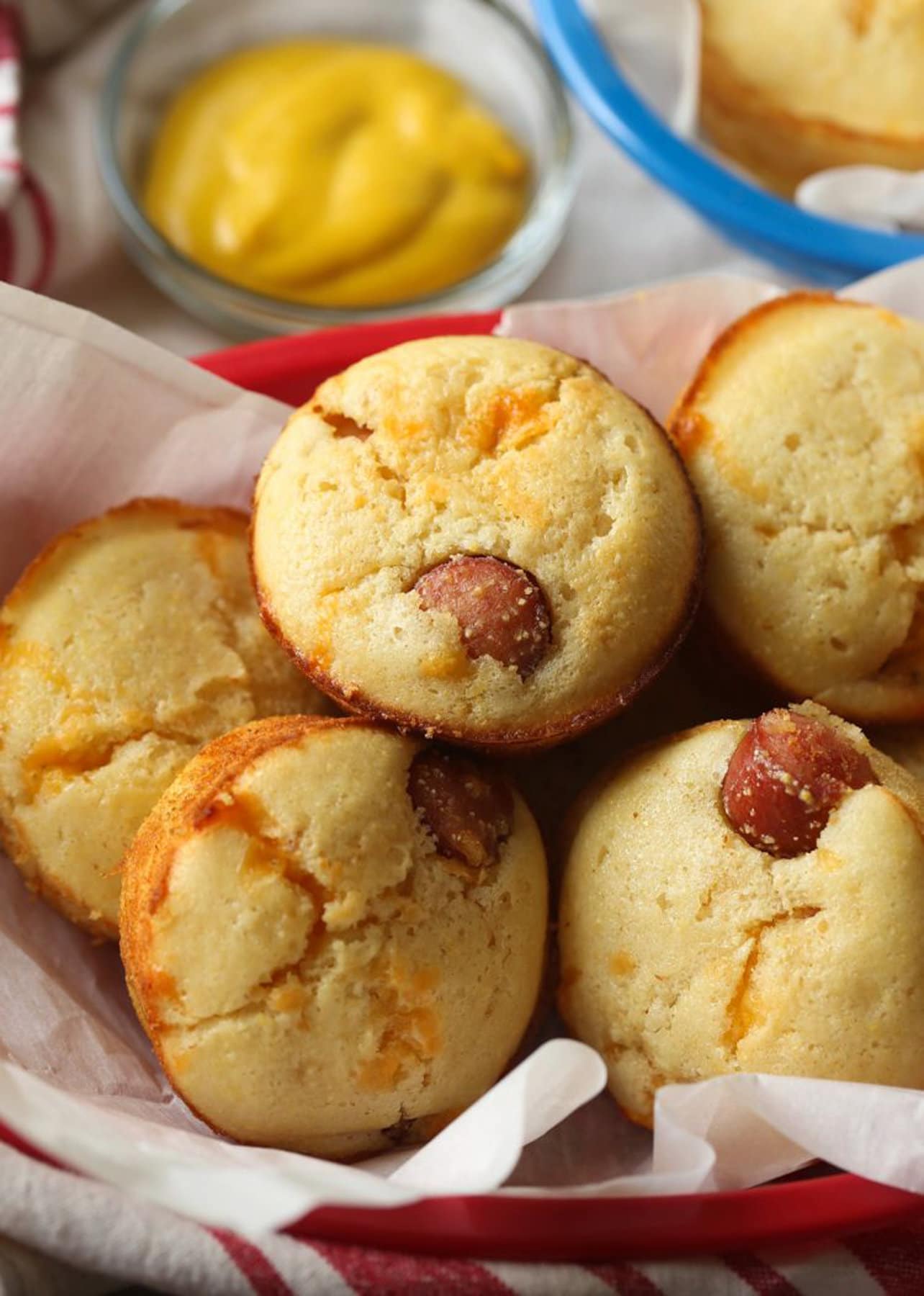 Corn Dog Muffins showing hot dogs