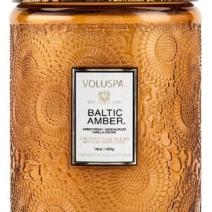 Voluspa Japonica Baltic Amber Large Embossed Glass Jar Candle