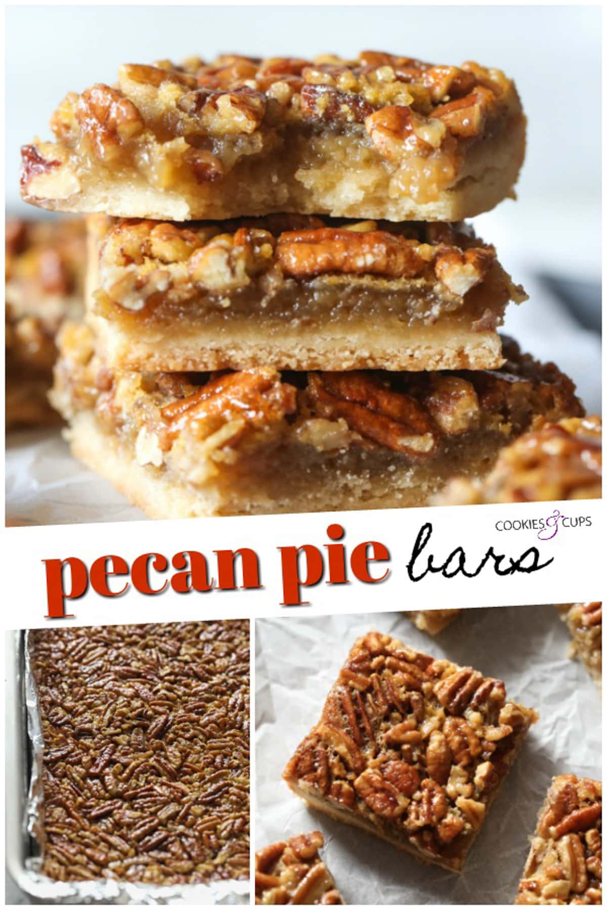Pecan Pie Bars Image Collage for Pinterest