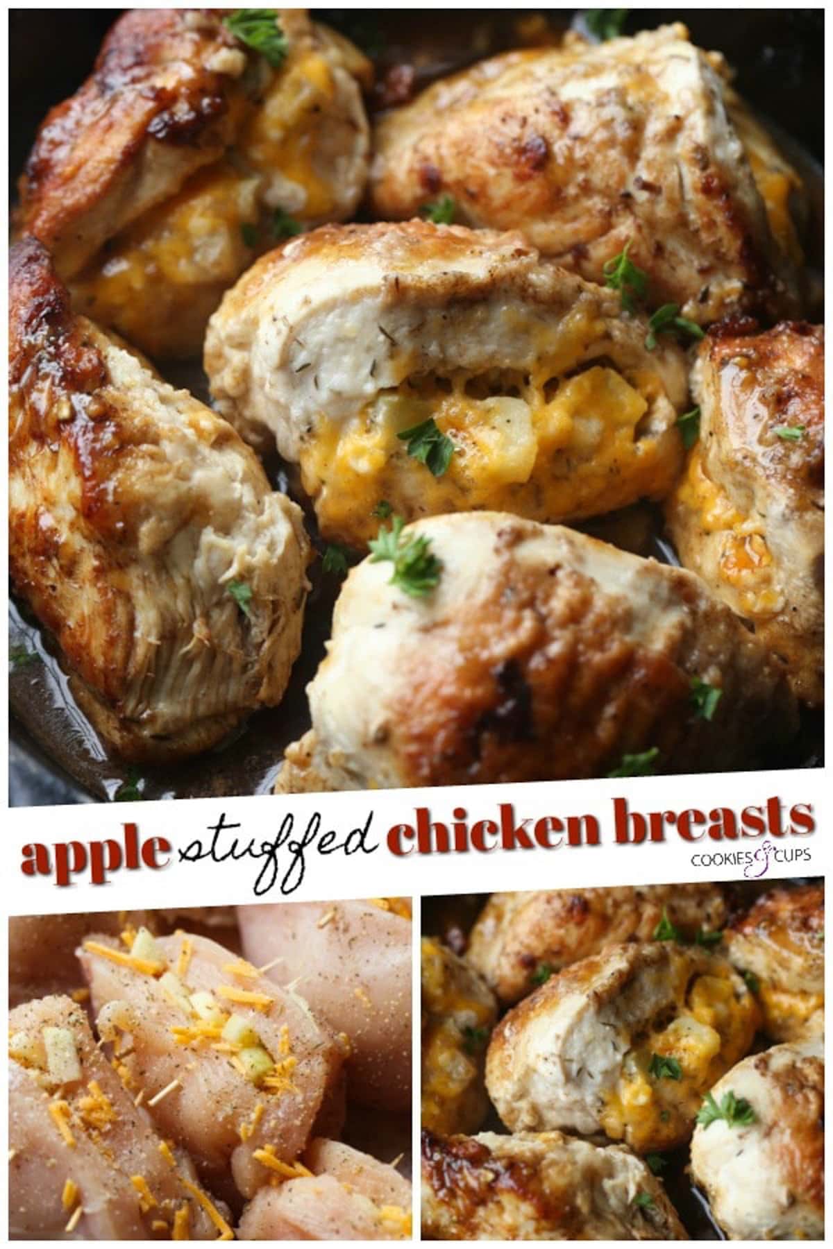 Apple Stuffed Chicken Breasts Pinterest Collage