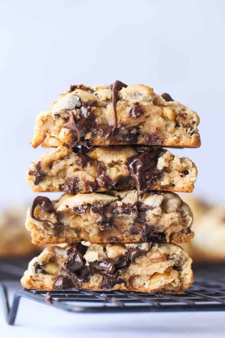 Extra Thick Chocolate Chip Walnut Cookies - Cookies and Cups