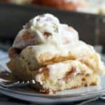 Bakery Style Cinnamon Rolls topped with buttercream frosting