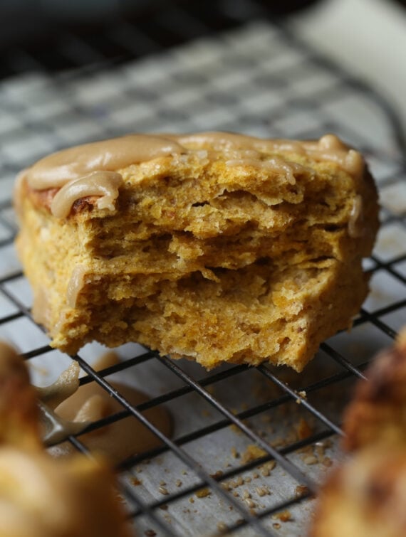 Flaky layers of a pumpkin scone