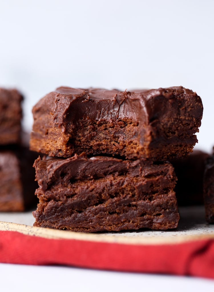 Stacked Brownies on a plate