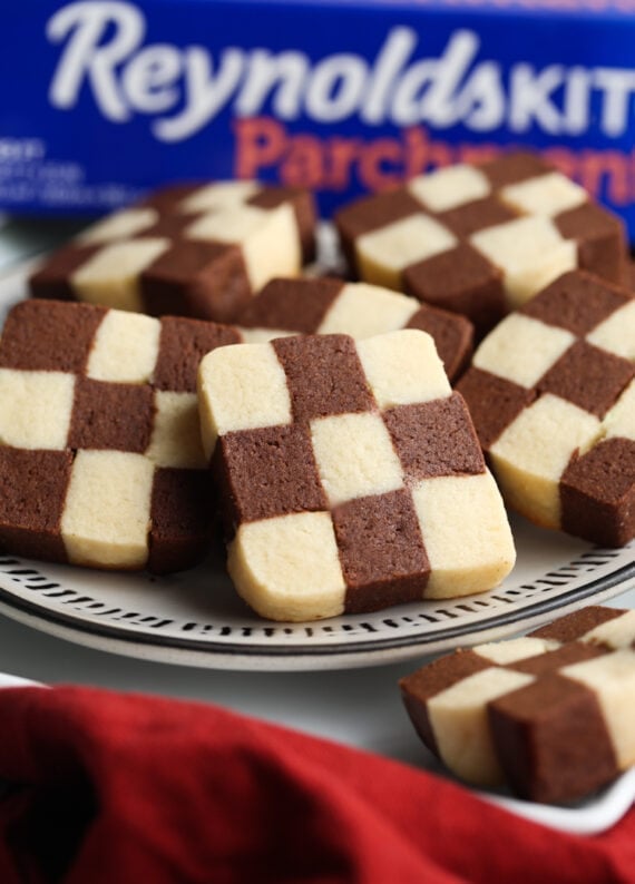 Checkerboard Cookies on a plate