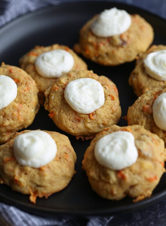 Carrot Cake Thumbprint Cookies on a plate
