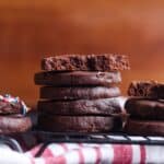 Chocolate Shortbread Stacked and broken in half