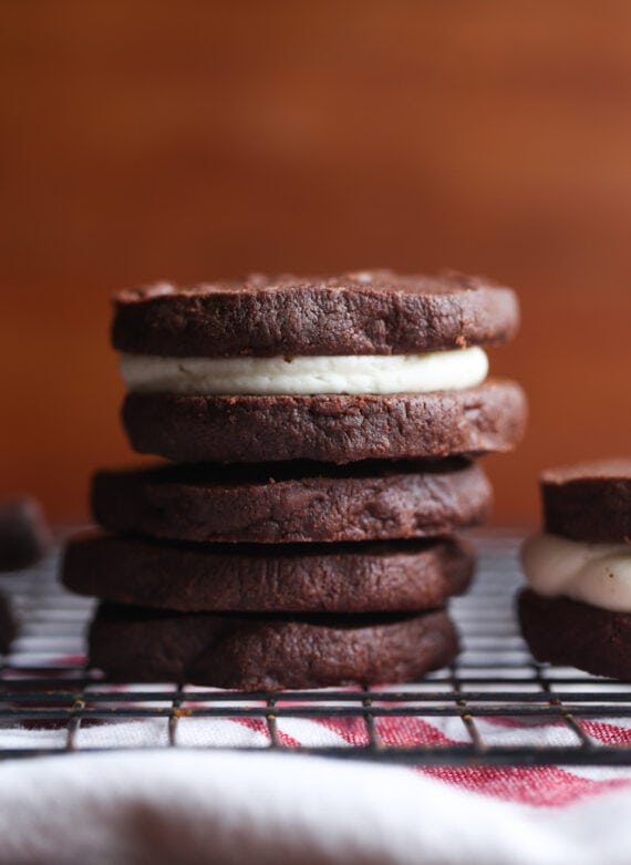 Homemade Oreo Cookies with chocolate shortbread