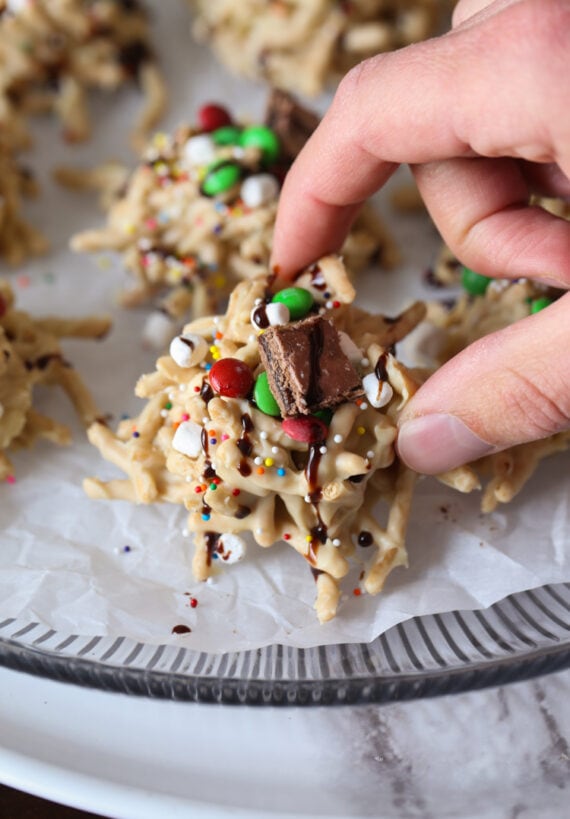 No Bake Elf Cookies on a platter