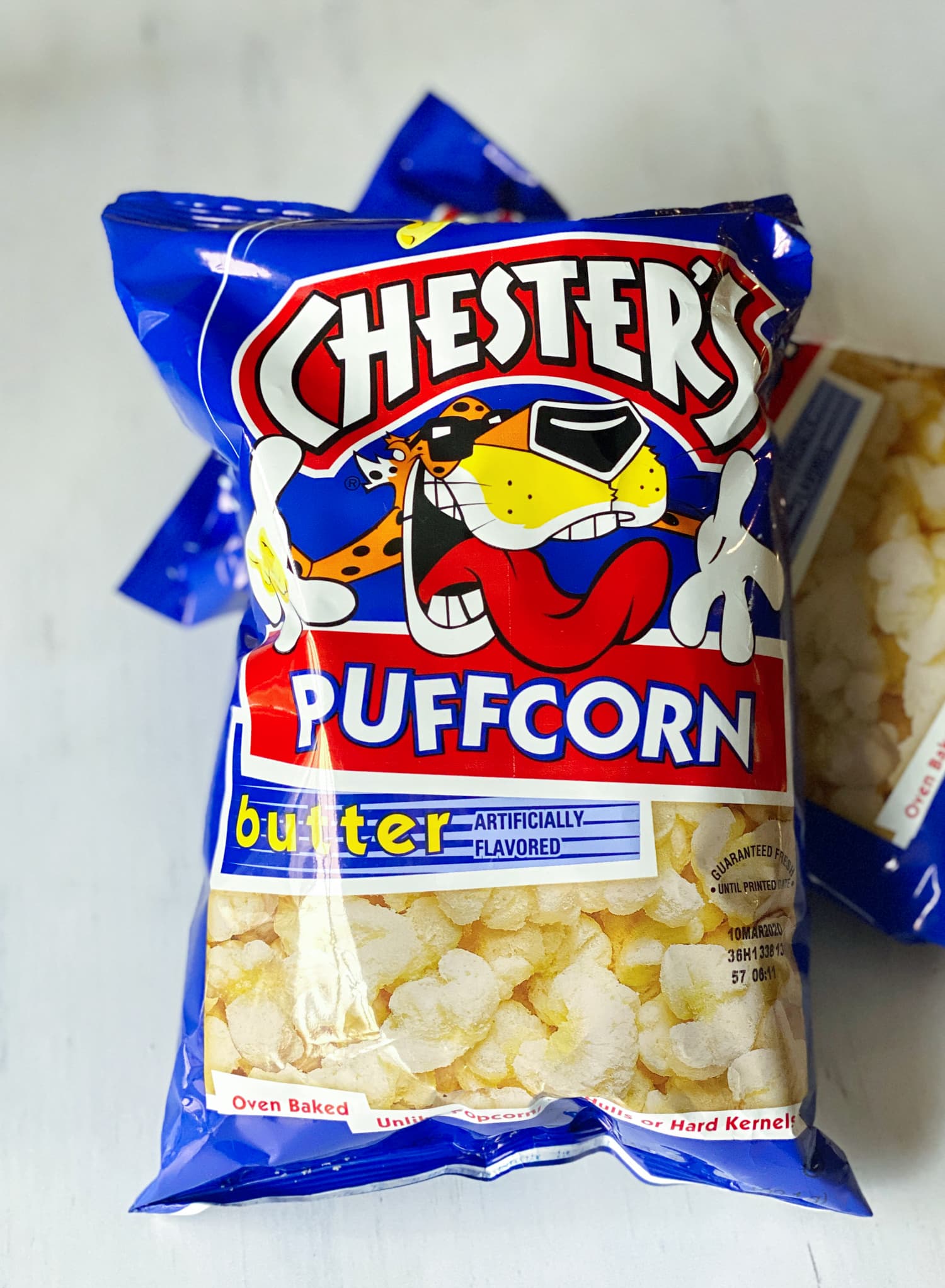 A bag of Butter flavored Chester's Puffcorn