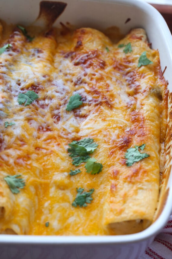 Easy Sour Cream Chicken Enchiladas Recipe | Cookies &amp; Cups