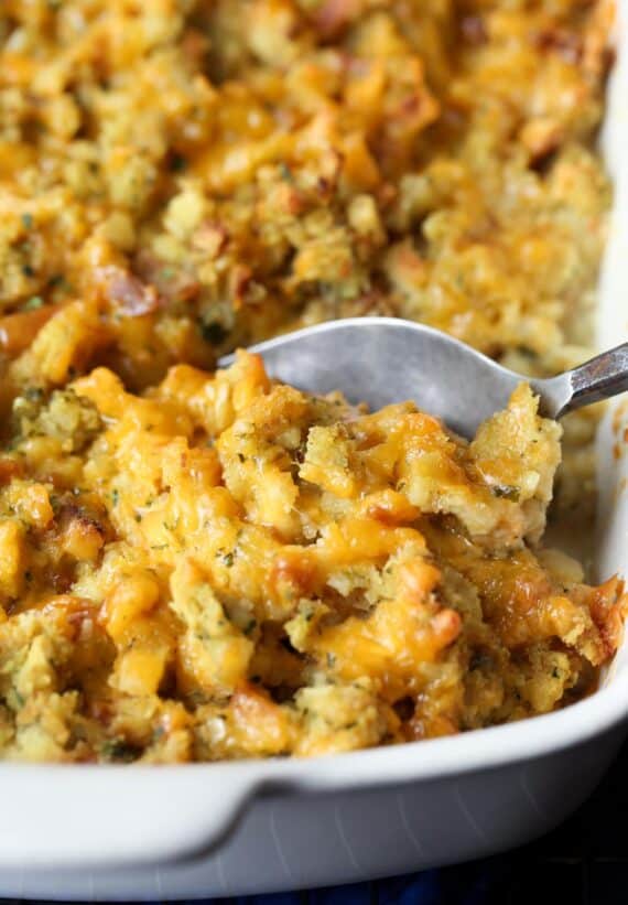 Chicken Cordon Bleu Casserole being served