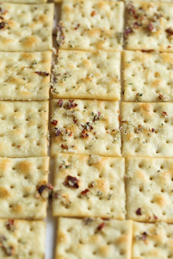 Saltines soaked in a seasoned oil mixture