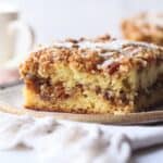 Slice of Pecan Coffee Cake with icing