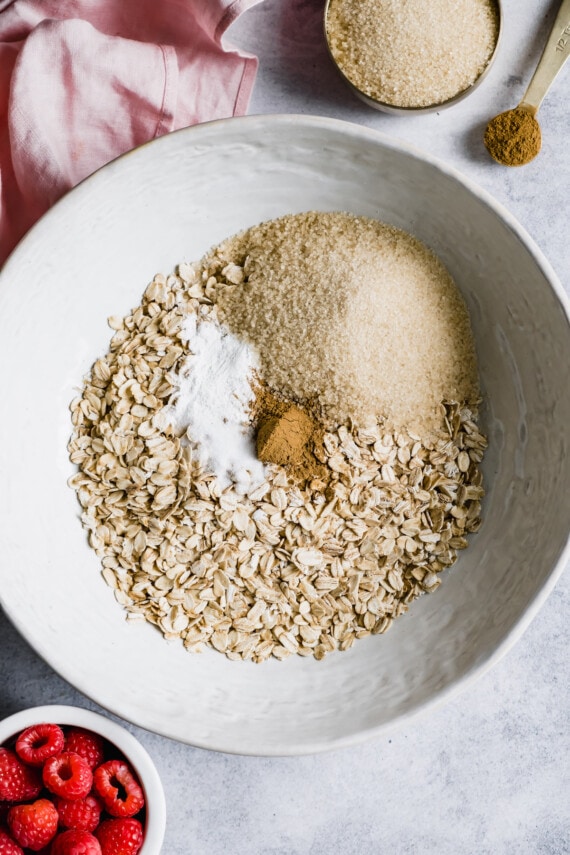 Oats with brown sugar in a bowl.