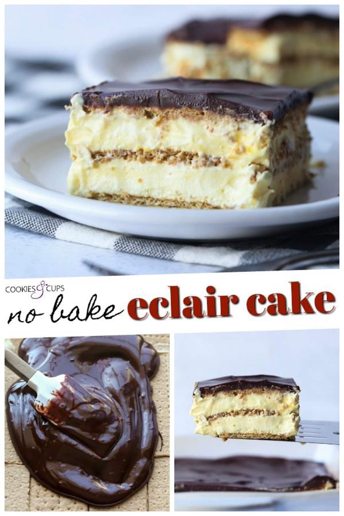 No Bake Eclair Cake Pinterest Image