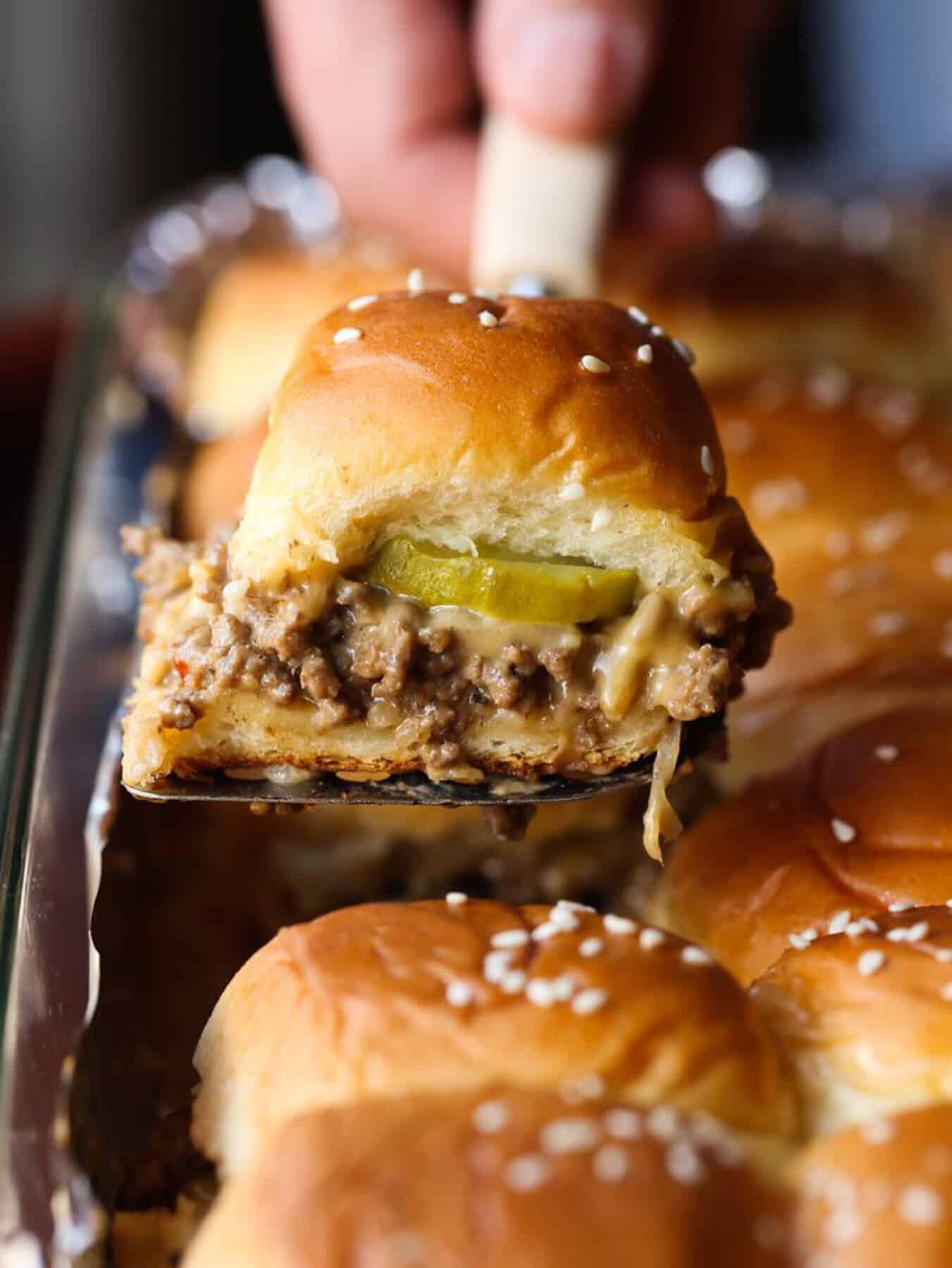 Crazy Delicious Cheeseburger Sliders | Cookies and Cups - Tasty Made Simple