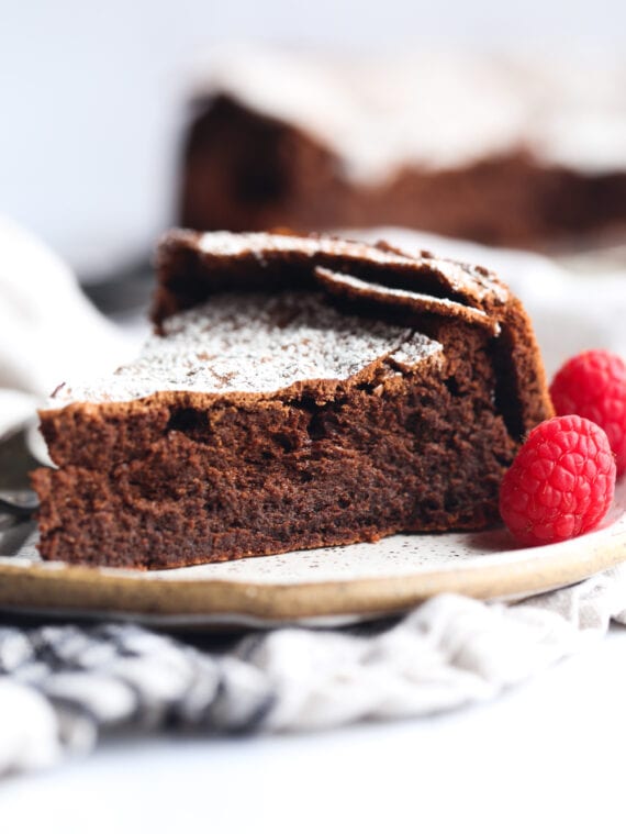 Flourless Chocolate Cake Slice on a plate