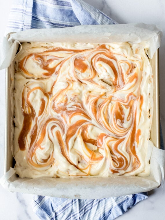 Swirled Caramel in Oreo Cheesecake