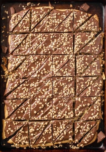 Almond Roca Cookies cut into triangle shapes