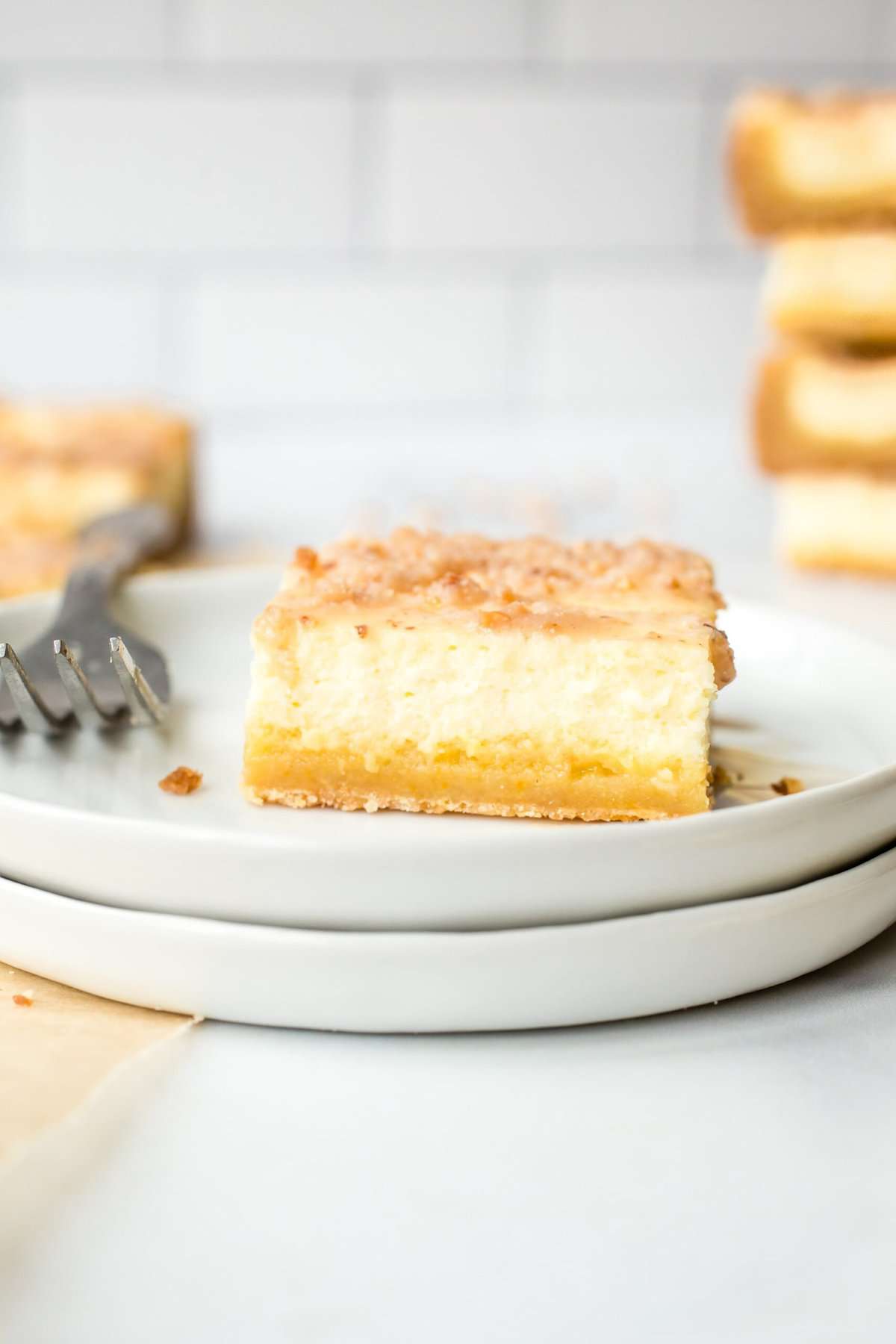 Sugar Cookie Cheesecake bar on a plate